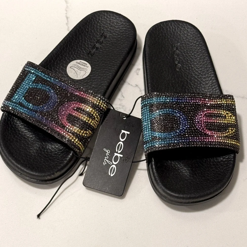 Bebe Girls Rhinestone Slides - Picture 7 of 7
